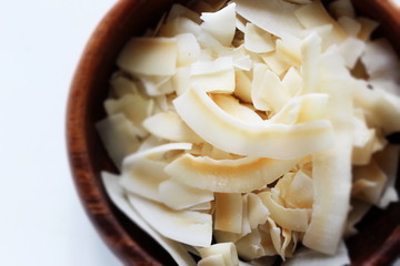 Wall Mural - Thai food, dried coconut in wooden bowl