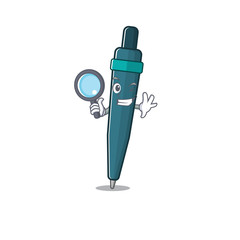 Poster - Smart fountain pen Scroll Detective cartoon character design