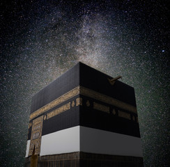 Fototapete - Kaaba in Mecca with night sky