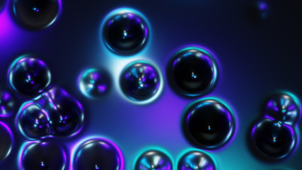 Poster - blue liquid abstract background convex bubble
