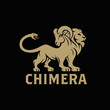 Vector logo of Chimera, a lion monster with the head of a goat arising from its back and a snake's head as the tail