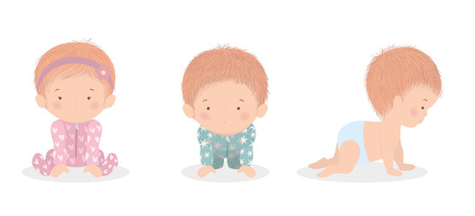 Poster - Set of cute babies vector design