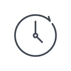 Poster - Refresh and update time line icon. Clock with repeat arrow vector outline sign.