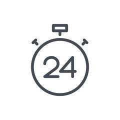 Poster - Stopwatch with 24 line icon. Timer countdown vector outline sign.
