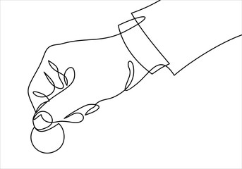Poster - Hand with Coin money-continuous line drawing