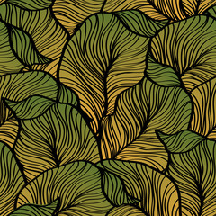 Aufkleber - Vector illustration Retro seamless pattern with abstract leaves