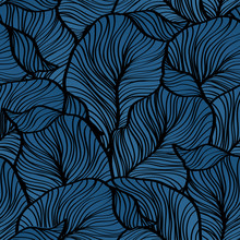 Vector Illustration Retro Seamless Pattern With Abstract Leaves