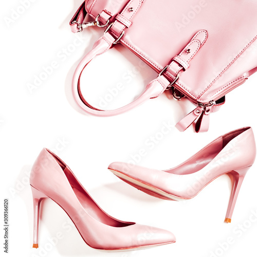 nude shoes and handbag