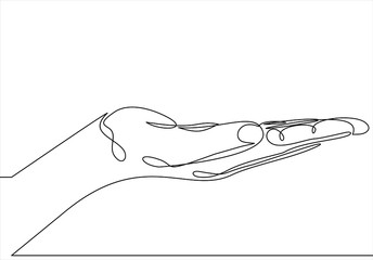 Continuous line drawing. Hands palms.  illustration