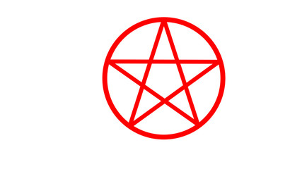  Pentacle brush symbol. Pentacle grunge style.