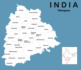 Sticker - vector illustration of Telangana map