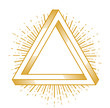 Sacred geometry triangle dimensional 3d impossible shape, vector logo or emblem design element.