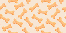 Seamless Pattern With Dog Food. Pet Bones. Vector Illustration.