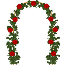 Golden Arch With Red Roses. Vector Art