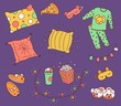 © sabelskaya - Slumber night or pajama party icons set of sketch vector illustrations isolated.