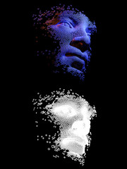 Wall Mural - abstract digital human face. artificial intelligence concept of big data or cyber security. 3d illus