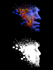 Wall Mural - abstract digital human face. artificial intelligence concept of big data or cyber security. 3d illus