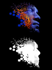 Wall Mural - abstract digital human face. artificial intelligence concept of big data or cyber security. 3d illus