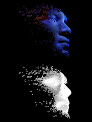 Wall Mural - abstract digital human face. artificial intelligence concept of big data or cyber security. 3d illus