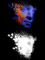 Wall Mural - abstract digital human face. artificial intelligence concept of big data or cyber security. 3d illus