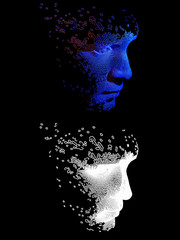 Wall Mural - abstract digital human face. artificial intelligence concept of big data or cyber security. 3d illus