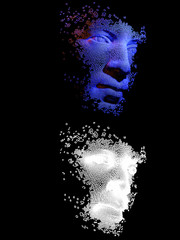 Wall Mural - abstract digital human face. artificial intelligence concept of big data or cyber security. 3d illus