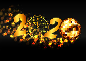 Wall Mural - illustration of Abstract glossy background for Happy New Year 2020 greeting disco party celebration banner template