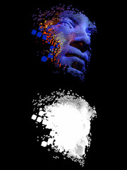 Wall Mural - abstract digital human face. artificial intelligence concept of big data or cyber security. 3d illus