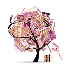 Wall Mural - Library tree with books for your design. Summer season