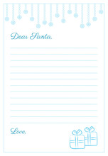 Wish List Letter Template To Santa Claus.  Blue Winter Decoration And Present Boxes. Vector File.