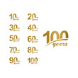 100 Years Anniversary elegant Gold Line set Celebration Vector Template Design Illustration