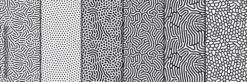 Fotografía Set of organic seamless patterns with rounded lines, drips