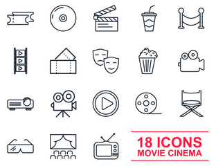 Aufkleber - Cinema set icon template color editable. Movie Theater pack symbol vector sign isolated on white background icons vector illustration for graphic and web design.