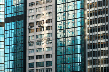 Canvas Print - corporate building  facades in business district -    real estate