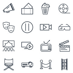 Leinwandbilder - Cinema set icon template color editable. Movie Theater pack symbol vector sign isolated on white background icons vector illustration for graphic and web design.
