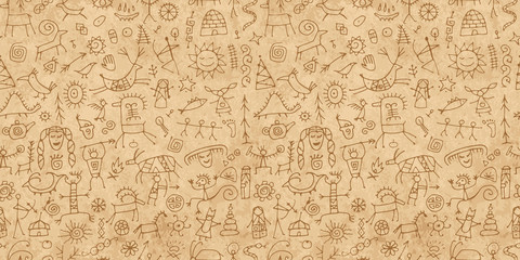 rock paintings background, seamless pattern for your design