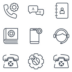 Fototapete - Contact Us set icon template color editable. Support service and telemarketing pack symbol vector sign isolated on white background illustration for graphic and web design.