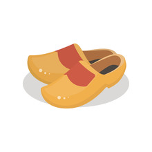Holland Clogs, Wooden Shoes. Cartoon Vector Illustration
