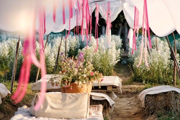 Wall Mural - wedding table with flowers