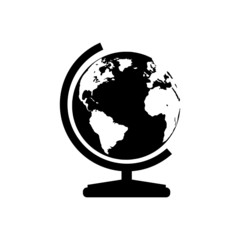 Wall Mural - globe earth black icon. world map, sphere, planet symbol