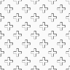 Abstract seamless pattern of crosses or plus signs with shadows.