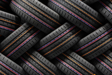 Stack Of New Tires At A Warehouse