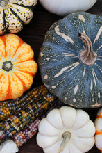 Vibrant Pumpkin, Squash And Corn For Rustic Autumn Decorating