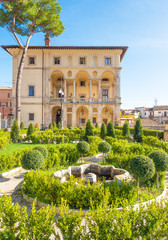 Wall Mural - Rieti (Italy) - The historic center of the Sabina's provincial capital, under Mount Terminillo and crossed by the river Velino, during the autumn with foliage.