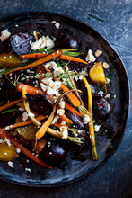 Roasted Beetroot, Carrot, Bean Salad With Hazelnuts, Feta, Thyme
