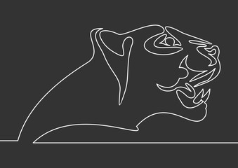 Wall Mural - Jaguar head line.Continuous one line