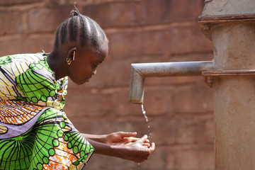 Wall Mural - Candid Washing Hands with Fresh Water Climate Change Symbol