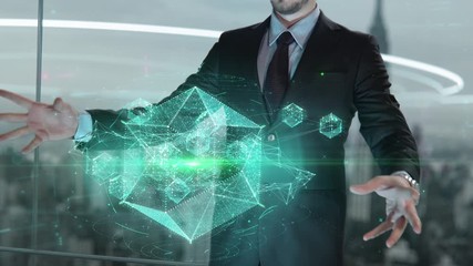 Businessman with Enterprise Software hologram concept