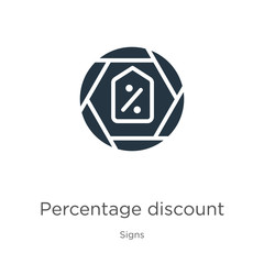 Percentage discount icon vector. Trendy flat percentage discount icon from signs collection isolated on white background. Vector illustration can be used for web and mobile graphic design, logo, eps10