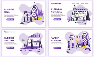 Wall Mural - Set of web page design templates for target business, analysis and planning schedule. Can use for web banner, poster, infographics, landing page, web template. Flat vector illustration